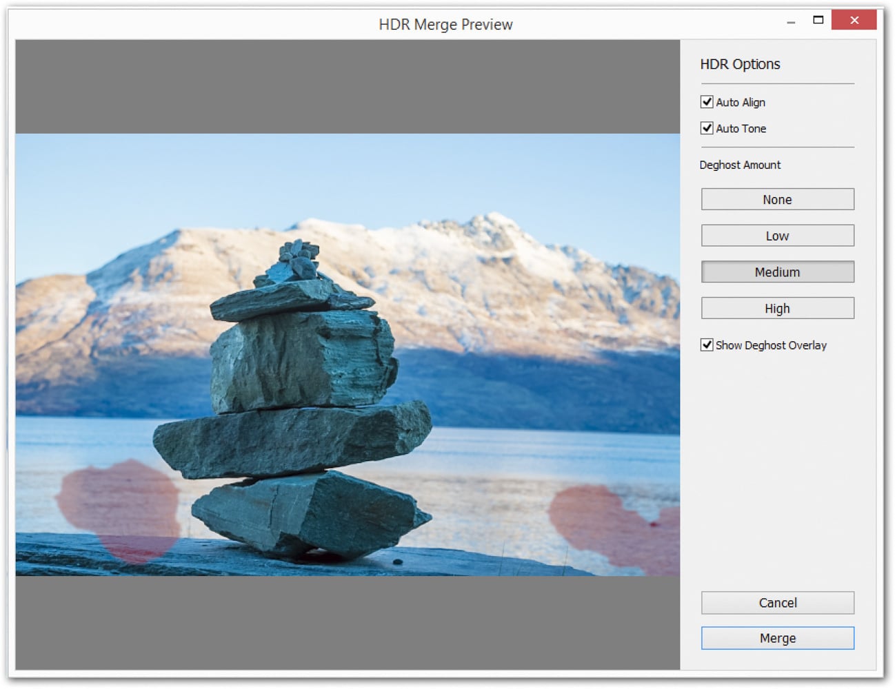 Image 4 — HDR options with deghost overlays