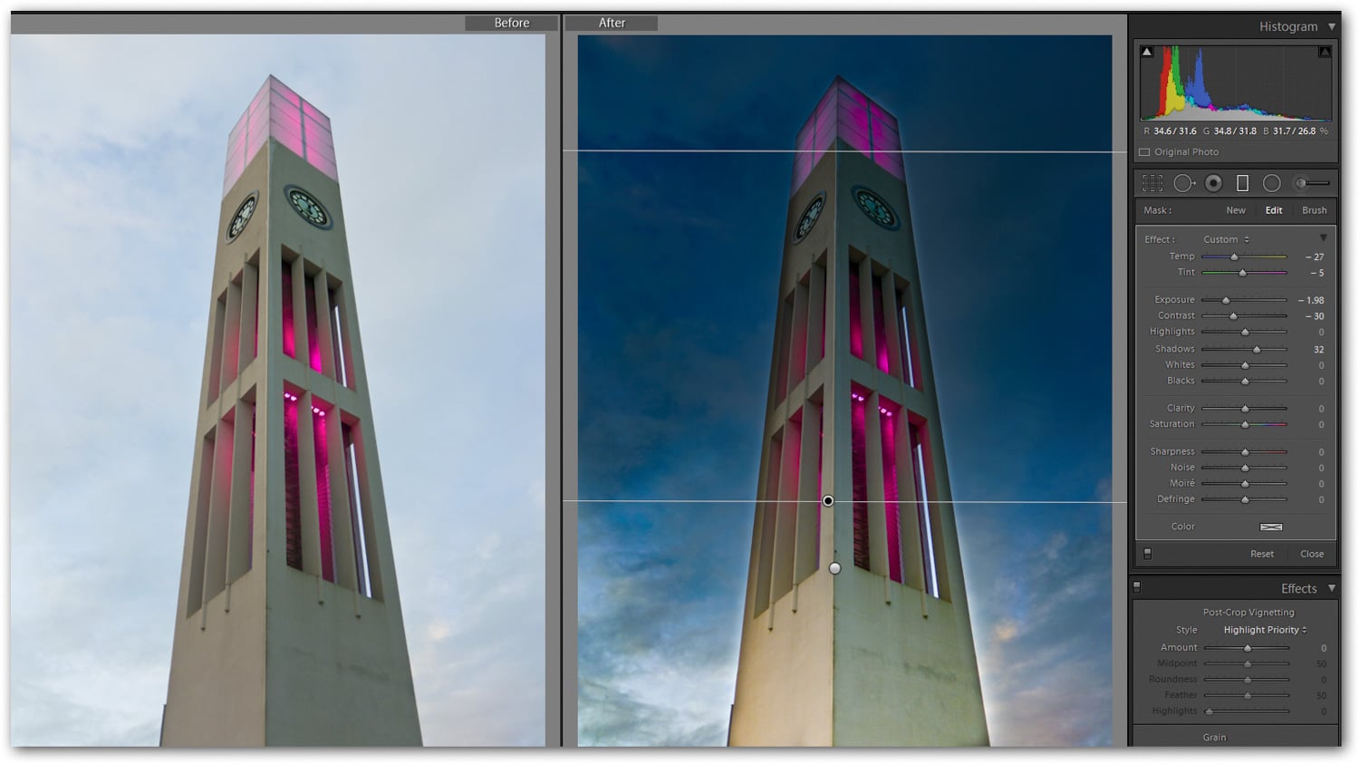 Image 6 — combining the Graduated Filter with the Adjustment Brush