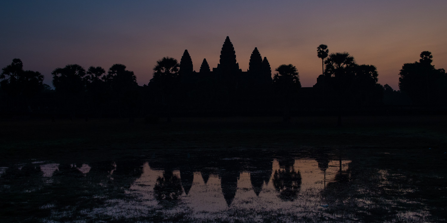 Silhouette shot — sunrise at Angkor Wat;&nbsp;Nikon D4S, 31mm, f/5.6, 1/40s, ISO 1600