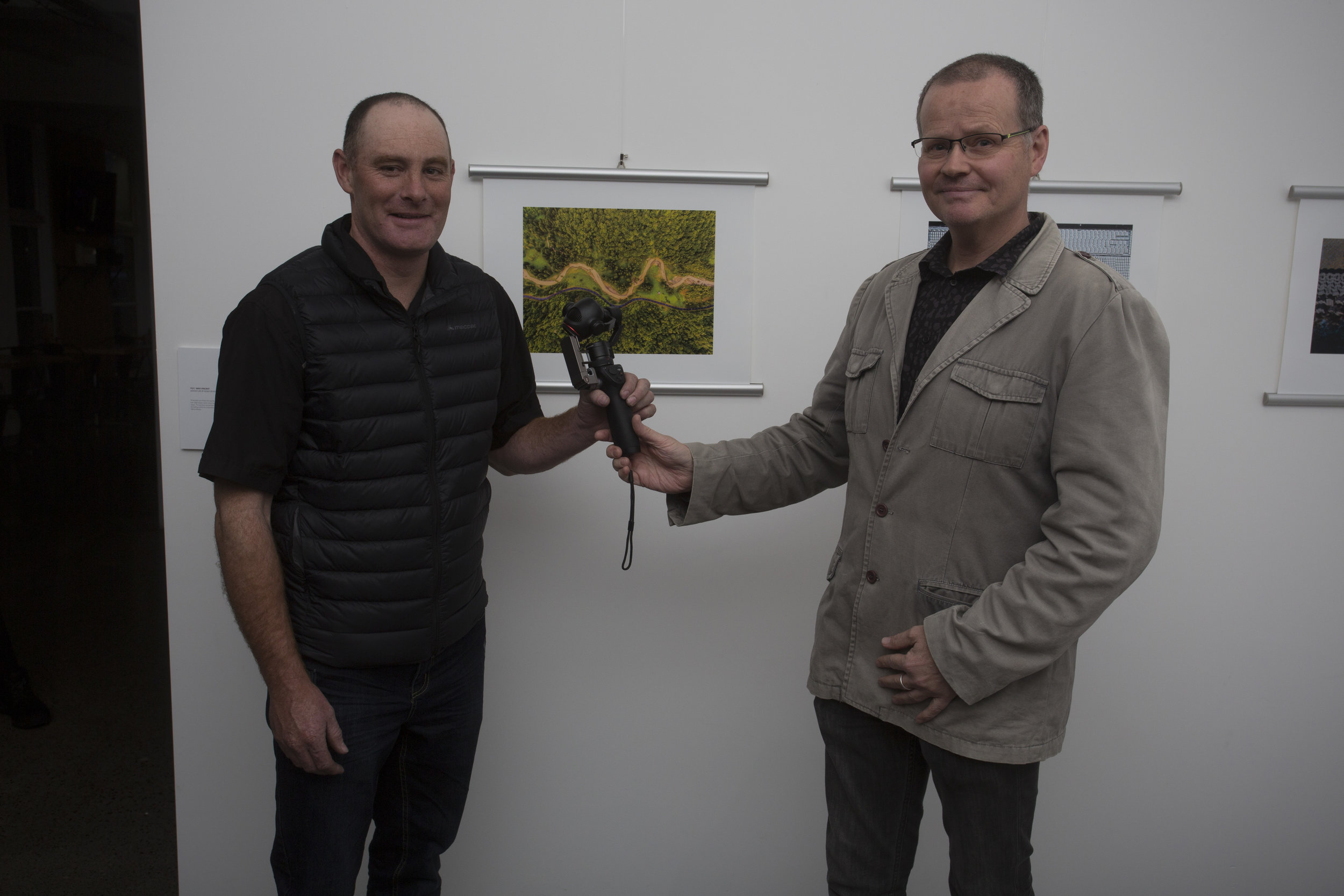  Winner of the Aerial category, Mike Vincent, with Ken Newall of DJI/Lacklands 